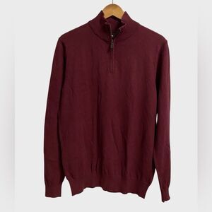 NWT Daniel Hechter Paris Men's 1/4 Zip Cotton Cashmere Sweater Size M Burgundy